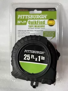 Pittsburgh 25 ft x 1 in QuikFind Tape Measure NEW #69030 Rubber Wrapped Case - Picture 1 of 2