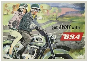 VINTAGE BSA MOTORCYCLE ADVERTISING A4 POSTER PRINT - Picture 1 of 1