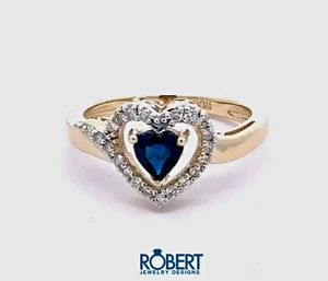 0,66 ct Natursteine Saphir & Diamant Herz Ring in 14k Gelbgold - Bild 1 von 4