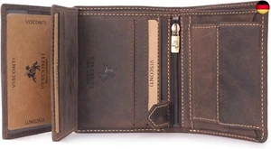 VISCONTI - Herren Leder Geldbörse Mittelgroß - Portmonee 8 Kartenfächer - Wa - Bild 1 von 6