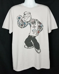 Popeye Matrose T-Shirt Herren L Kurzarm grau Grafik Spinat Tattoo Cartoon - Bild 1 von 11
