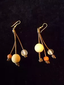 3 INCH BEADED DANGLE EARRINGS ESTATE SALE - Picture 1 of 1