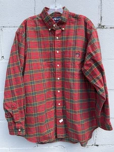 Ralph Lauren The Big Shirt Men’s Large Plaid Button Down Red Green Cotton Crest - Picture 1 of 5