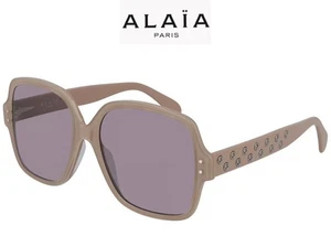 AZZEDINE ALAIA AA0037S 003 NUDE FRAME W/STUDS VIOLET SQUARE SUNGLASSES. 56 mm - Picture 1 of 14