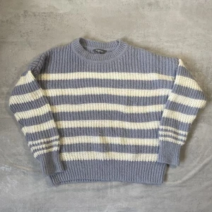 NUTMEG Women’s Blue & White Striped Chunky Knit Jumper 16/18 Pullover Sweatshirt - Picture 1 of 7