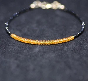 Natural Mandarin Garnet Black Spinel Bracelet 14K Gold Filled January Birthstone - Picture 1 of 6