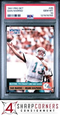 1991 PRO SET #25 DAN MARINO DOLPHINS HOF PSA 10 - Image 1 of 3