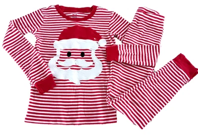 Children's Place  size 10 Holiday PJ set SantaClaus Applique Red / White Stripe - Image 1 of 3