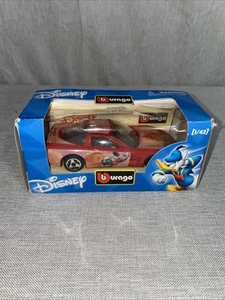 Vintage Burago Disney Donald Duck Red Chevrolet Corvette 1/43 Scale In The Box - Picture 1 of 11