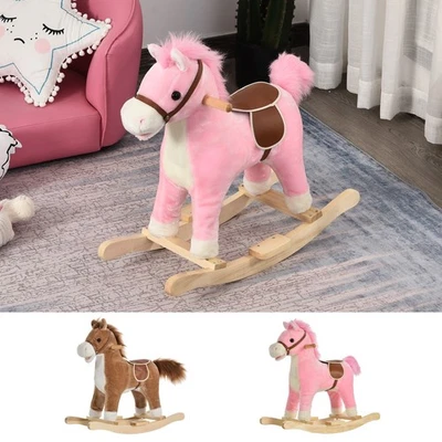 HOMCOM Kinder Schaukelpferd Baby Schaukeltier Pferd Spielzeug für 36-72 Monate Braun