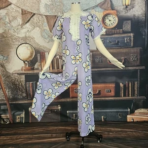 Vintage 60er Jumpsuit Wendy Wilson Pastell Lila Blumen Spitze Strampler Retro Mod - Bild 1 von 14