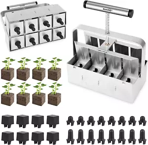 Upgraded Soil Blocker, 8 Cell Seed Blocker 2 Inch Quad Soil Block Maker Manual w - Picture 1 of 6