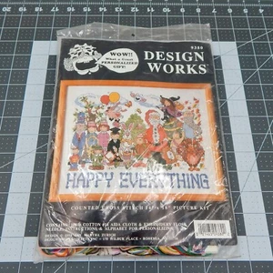 Kit punto de cruz Design Works Happy Everything All Holidays 1994 9380 14x18 - Imagen 1 de 4