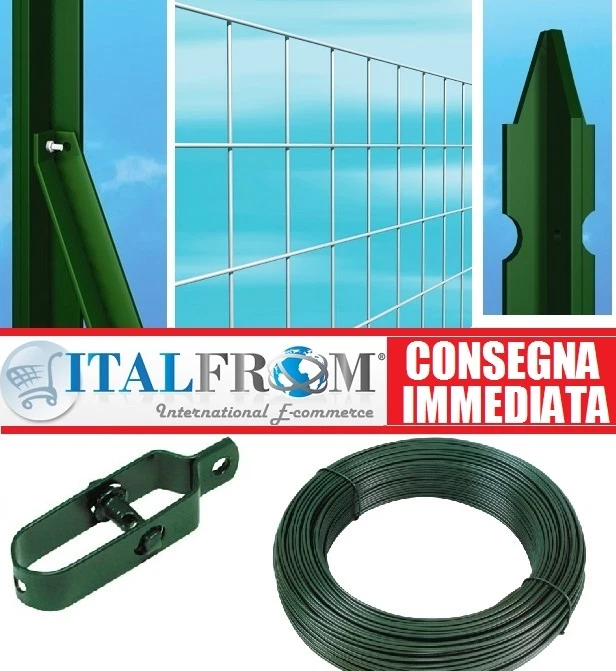25m Kit Recinzione Rete Metallica Zincata Elettrosaldata Paletti a T + Accessori