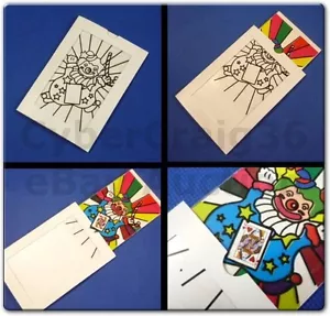 CLOWN MAGIC PAINT CARD PREDICTION MAGIC PRINTING PREDICT TRICK COLOUR IN FRAME - Picture 1 of 1