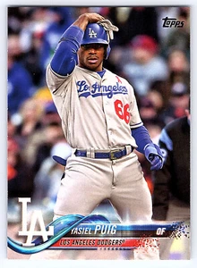 2018 Topps Serie 1 Base # 89 Yasiel Puig - Los Angeles Dodgers - Bild 1 von 2