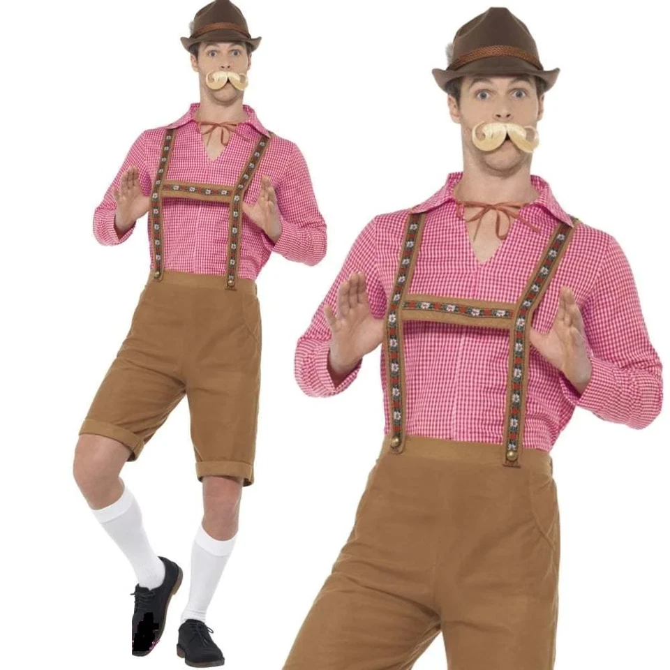 Lederhosen Mens Deluxe German Beer Festival Fancy Dress Costume Adults - Image 1 of 1