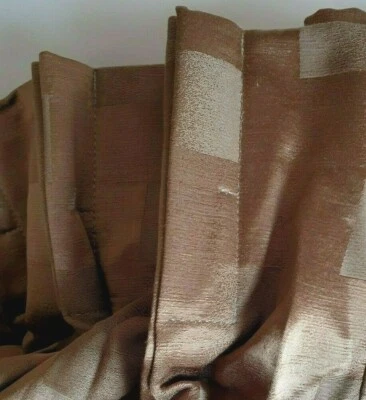 John Lewis MTM Sonora Squares Double Pinch Pleat Lined Curtains In Bronze - Image 1 of 4