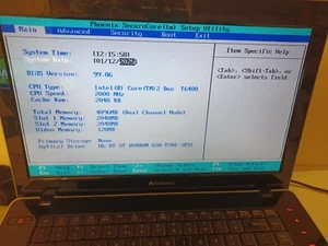 Gateway Model AJ2 15.8in Intel Duo T6400 2.00GHz 4GB Ram No OS/HDD Parts/Repair - Picture 1 of 12