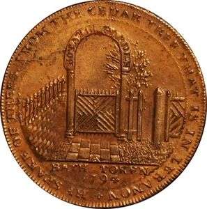 Somerset. Baño. Token de centavo de jardines botánicos 1794. DH 5 - Imagen 1 de 2
