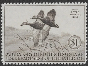 MMK Philately: US Scott #RW7 MH F-VF Federal Duck $1 Mallards SCV $115 - Picture 1 of 2