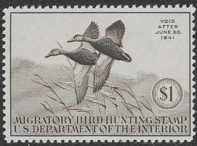 MMK Philately: US Scott #RW7 MH F-VF Federal Duck $1 Mallards SCV $115 - Image 1 of 2