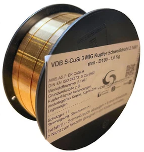 CuSi 3 1,0 mm Kupfer Schweissdraht MIG Schweissen Löten Cupfer 2.1461 Spule D100 - Bild 1 von 4