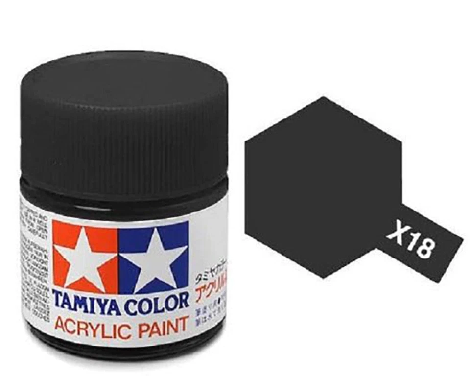Tamiya Colore acrilico NERO SEMILUCIDO plastica metallo TAMIYA X-18 10ml - Immagine 1 di 1
