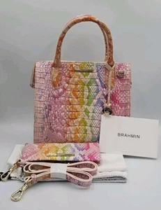Brahmin Small Caroline Optimism Melbourne Genuine Leather Bag W/ Matching Wallet - Picture 1 of 23