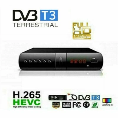 DECODER RICEVITORE DIGITALE TERRESTRE DVB-T2 T3 TV SCART HDMI 1080P H.265 - Immagine 1 di 2