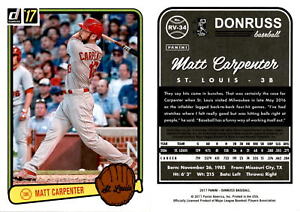 Matt Carpenter 2017 Donruss Baseball Card RV-34  St. Louis Cardinals