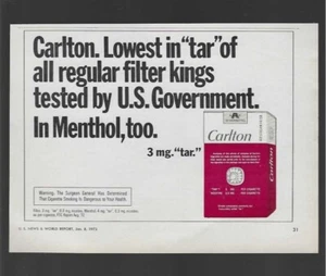 Carlton Cigarettes 1973 Vintage Print Advertisement - Picture 1 of 1