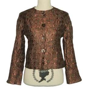 Jones New York Collection Petite Bronze Metallic Brown Blazer Jacket Size 2P - Picture 1 of 5