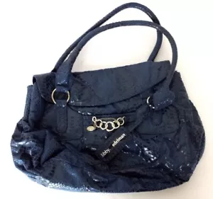 NEW LIBBY EDELMAN BLUE FOLD OVER HANDBAG PURSE WITH METALLIC CHROME ACCENTS - Picture 1 of 7