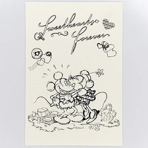 Mickey Mouse Postkarte Minnie Mouse Disney Japan Coloring Valentine Sweethearts - Bild 1 von 2