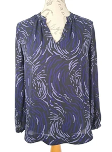 WHISTLES V-Neck Semi Sheer Purple Long Sleeved Blouse Top Women's Size UK 10 - Picture 1 of 20