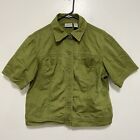 Chicos Tuscan Twill Cira Jacket Climbing Ivy Womens Size 2 Green Button Top