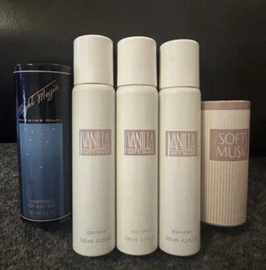 AVON Bundle~3 VANILLA SOFT MUSK SPRAYS 4.2 OZ~2 Powders Soft Musk & Night Magic - Picture 1 of 8