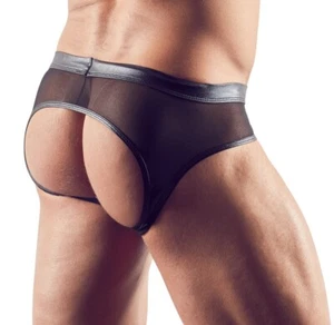 Herren Slip Pofrei Wetlook Powernet Schwarz Netz Neopren Latex Gummi Ouvert Jock - Bild 1 von 8