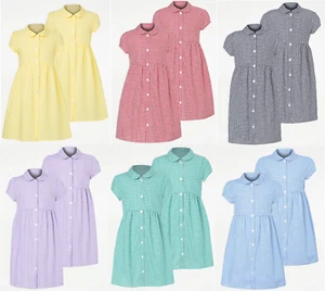 2 Niñas Guinga Vestido Escolar Uniforme Cintura Curvada Cuadros 2-14 - Imagen 1 de 7