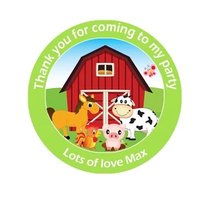 Personalised Farm Animal Birthday Stickers Party Thank You Sweet Cone Bags Label - Picture 1 of 3