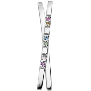 Colgante X De 925 Plata Rodiada Con 6 Piedras De Zircón De Colores Multicolor - Imagen 1 de 1