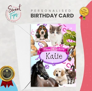 PERSONALISED A5 BIRTHDAY CARD PET ANIMALS| ANY NAME | AGE - Picture 1 of 1