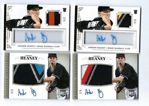 2014 NATIONAL TREASURES PATCH RC AUTO LOT (4 CARDS) ANDREW HEANEY #/5 - Picture 1 of 9