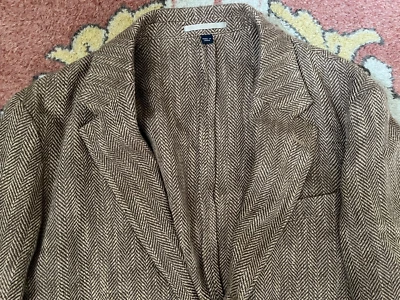 NWT J.Crew relaxed Italian linen-wool blazer khaki brown herringbone men's 39R - Image 1 of 4