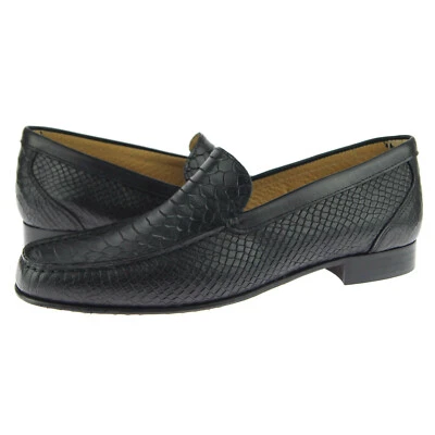 Mocasín veneciano Alex D "Fargo", zapatos sin cordones de cuero para hombre, serpiente negra Foto 1 de 4