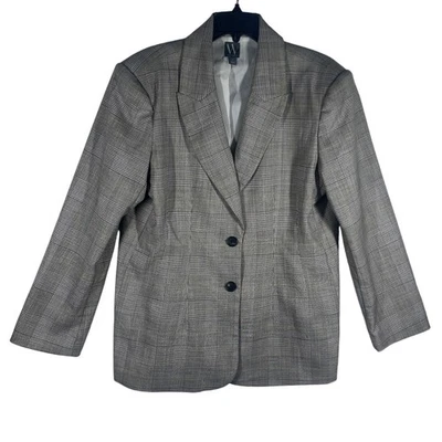 Worthington Womens Blazer Plaid Two Button Lapel Collar Long Sleeve Size 16 - Image 1 of 4