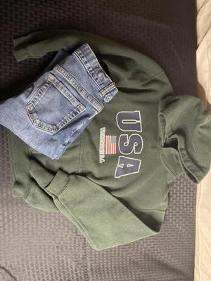 Cozy Fall Boy's Jeans and USA Hoodie Combo - Image 1 of 4