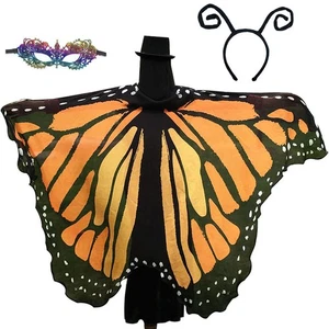 GRAFTCIN Monarch Schmetterlingsflügel Cape für Damen Halloween Fee Schal Rave C... - Bild 1 von 6
