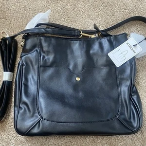 KTMOUW Black Pu Leather Shoulder Bag With several Compartments - Afbeelding 1 van 14